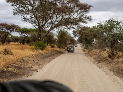 Safari track through the savannah in Kenya