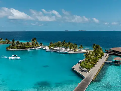 Island in the turquoise sea of the Maldives