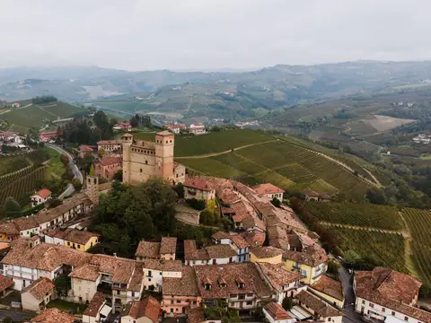 Serralunga d'Alba among vineyards in Piedmont