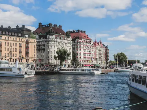 Stockholm waterfront with boats